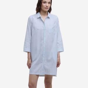 Barbour SeaGlow Light Blue Long Sleeve Dress Chambray linen blend